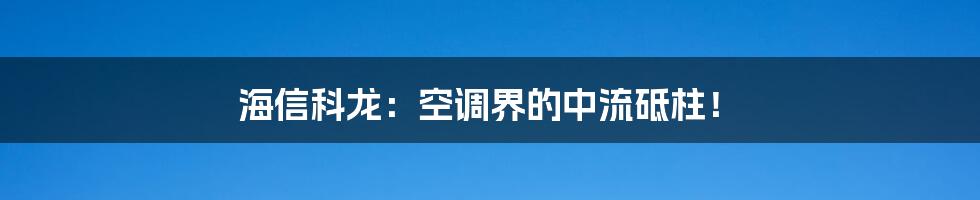 海信科龙：空调界的中流砥柱！