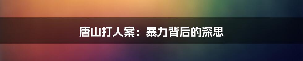 唐山打人案：暴力背后的深思