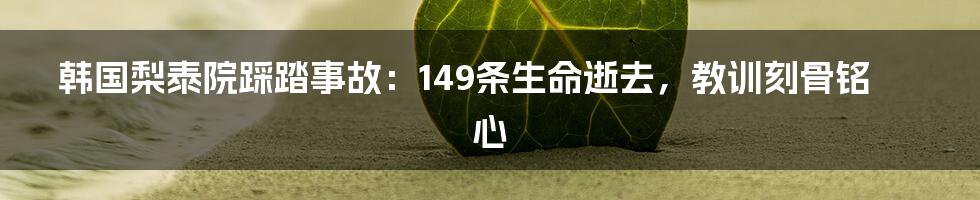 韩国梨泰院踩踏事故：149条生命逝去，教训刻骨铭心