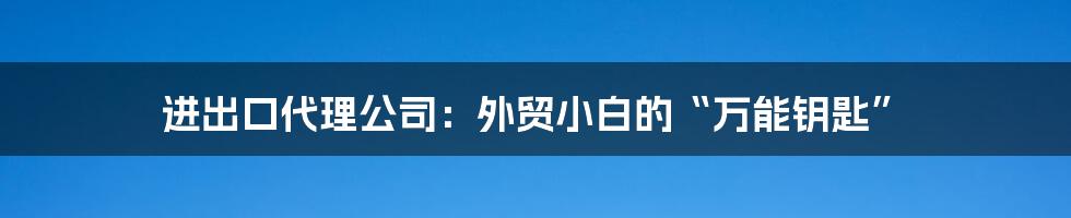 进出口代理公司：外贸小白的“万能钥匙”