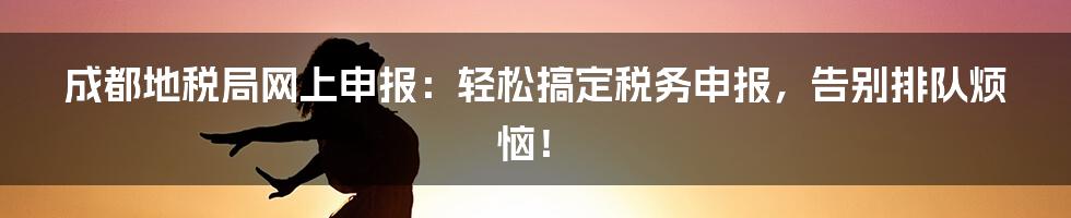 成都地税局网上申报：轻松搞定税务申报，告别排队烦恼！