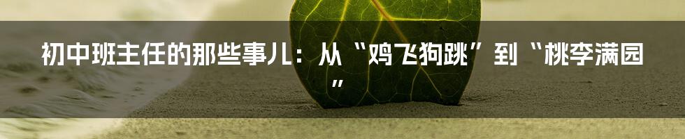 初中班主任的那些事儿：从“鸡飞狗跳”到“桃李满园”