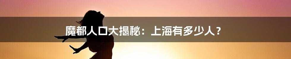 魔都人口大揭秘：上海有多少人？