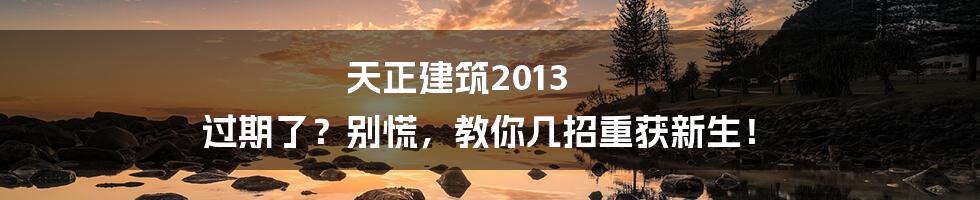 天正建筑2013 过期了？别慌，教你几招重获新生！