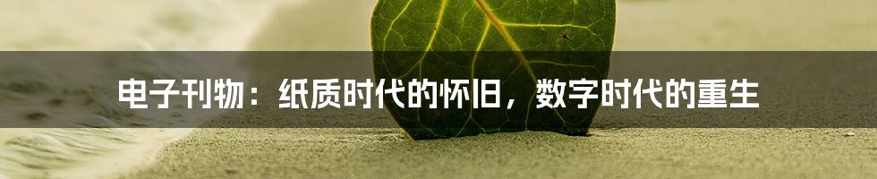 电子刊物：纸质时代的怀旧，数字时代的重生