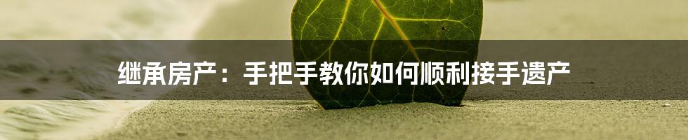 继承房产：手把手教你如何顺利接手遗产