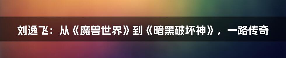 刘逸飞：从《魔兽世界》到《暗黑破坏神》，一路传奇