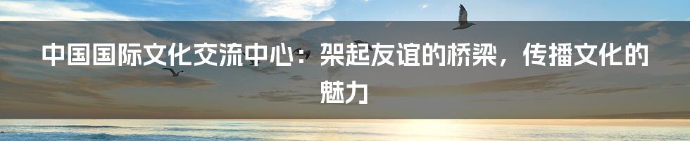 中国国际文化交流中心：架起友谊的桥梁，传播文化的魅力