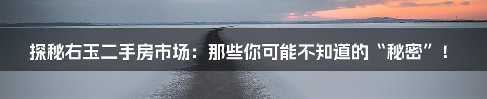 探秘右玉二手房市场：那些你可能不知道的“秘密”！