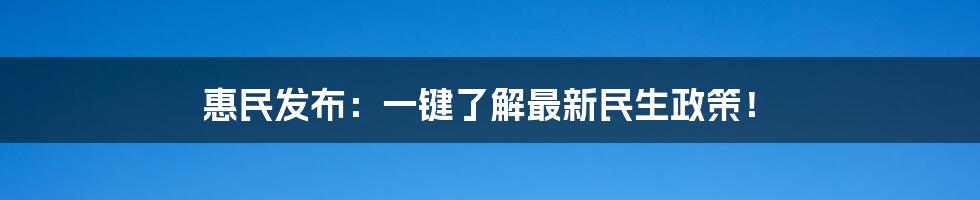 惠民发布：一键了解最新民生政策！