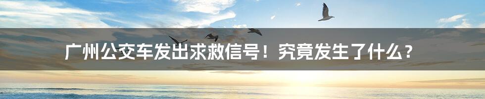 广州公交车发出求救信号！究竟发生了什么？