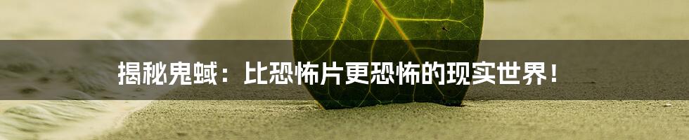 揭秘鬼蜮：比恐怖片更恐怖的现实世界！