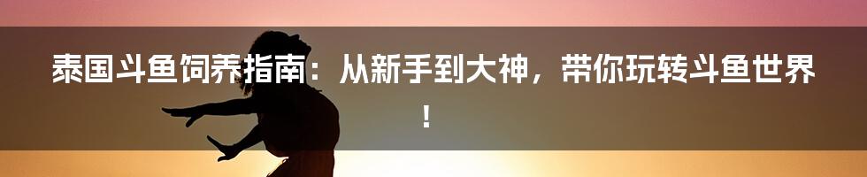 泰国斗鱼饲养指南：从新手到大神，带你玩转斗鱼世界！