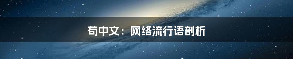 苟中文：网络流行语剖析