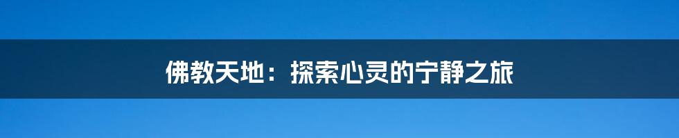 佛教天地：探索心灵的宁静之旅