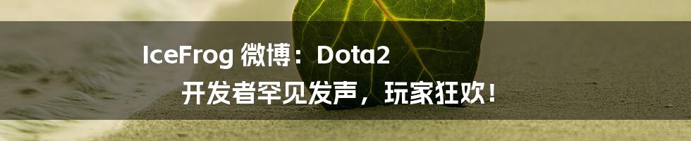 IceFrog 微博：Dota2 开发者罕见发声，玩家狂欢！