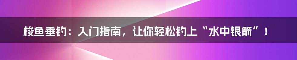 梭鱼垂钓：入门指南，让你轻松钓上“水中银箭”！