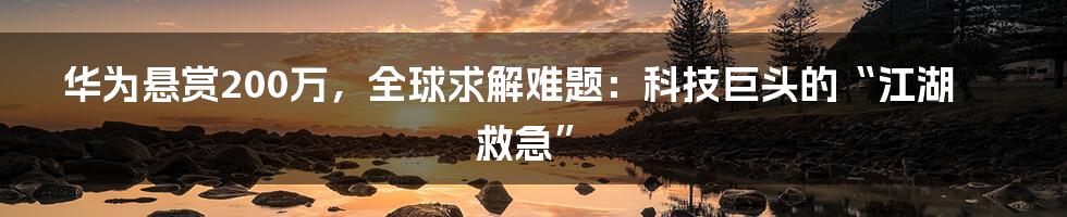 华为悬赏200万，全球求解难题：科技巨头的“江湖救急”