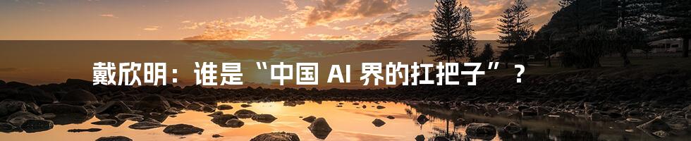 戴欣明：谁是“中国 AI 界的扛把子”？