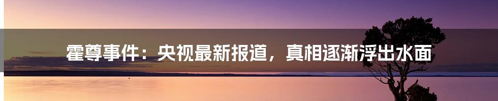 霍尊事件：央视最新报道，真相逐渐浮出水面