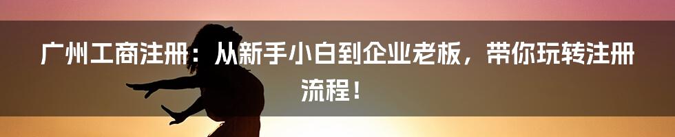 广州工商注册：从新手小白到企业老板，带你玩转注册流程！