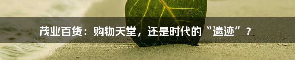 茂业百货：购物天堂，还是时代的“遗迹”？