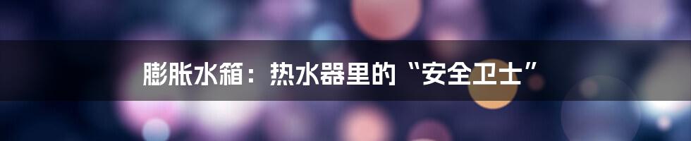 膨胀水箱：热水器里的“安全卫士”