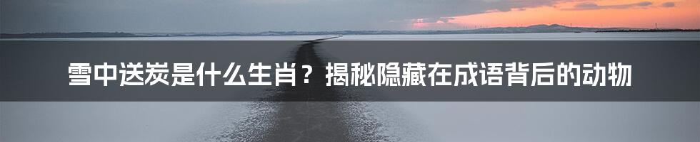 雪中送炭是什么生肖？揭秘隐藏在成语背后的动物