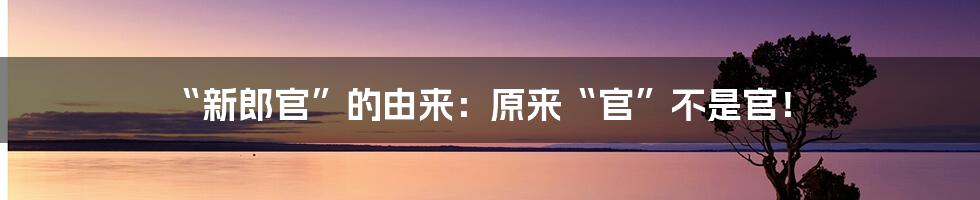 “新郎官”的由来：原来“官”不是官！