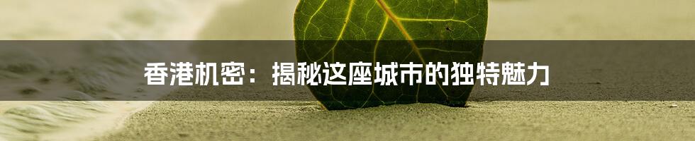 香港机密：揭秘这座城市的独特魅力