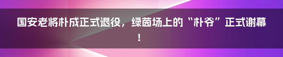 国安老将朴成正式退役，绿茵场上的“朴爷”正式谢幕！