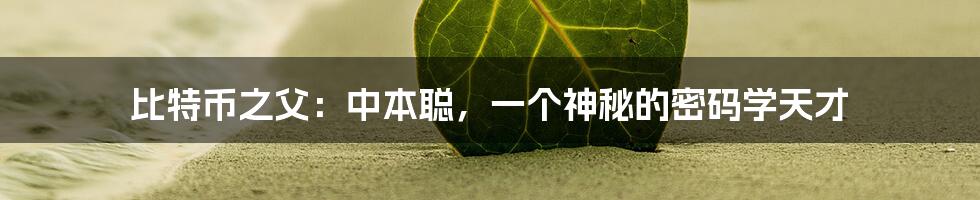 比特币之父：中本聪，一个神秘的密码学天才