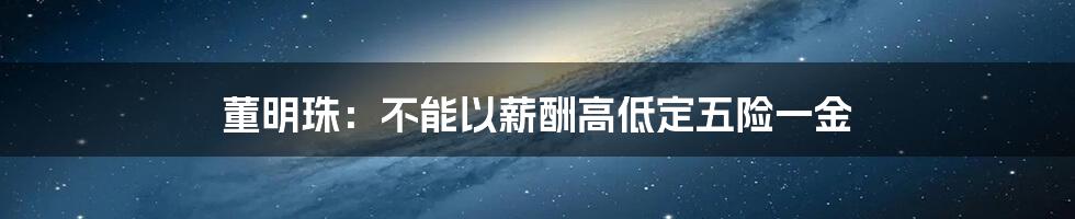 董明珠：不能以薪酬高低定五险一金