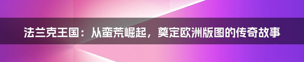 法兰克王国：从蛮荒崛起，奠定欧洲版图的传奇故事