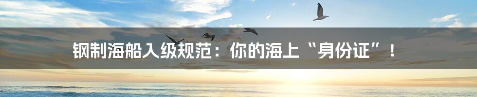 钢制海船入级规范：你的海上“身份证”！