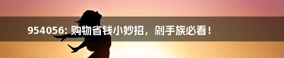 954056: 购物省钱小妙招，剁手族必看！