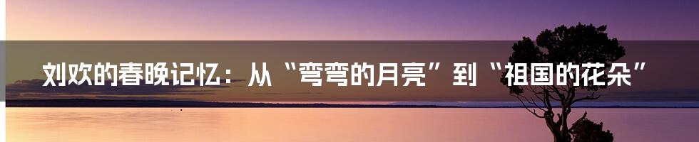 刘欢的春晚记忆：从“弯弯的月亮”到“祖国的花朵”