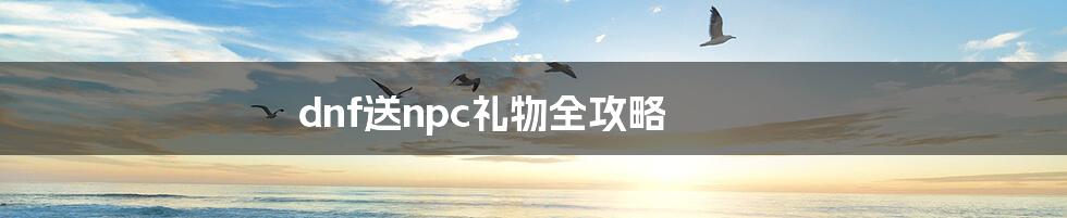 dnf送npc礼物全攻略