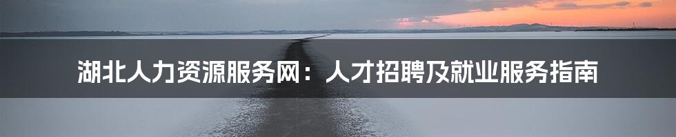 湖北人力资源服务网：人才招聘及就业服务指南