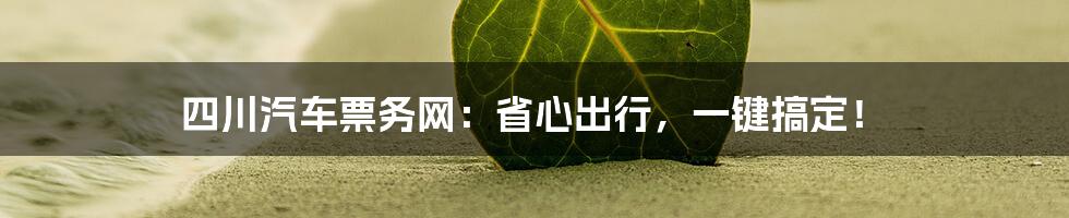 四川汽车票务网：省心出行，一键搞定！