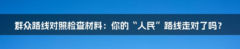 群众路线对照检查材料：你的“人民”路线走对了吗？