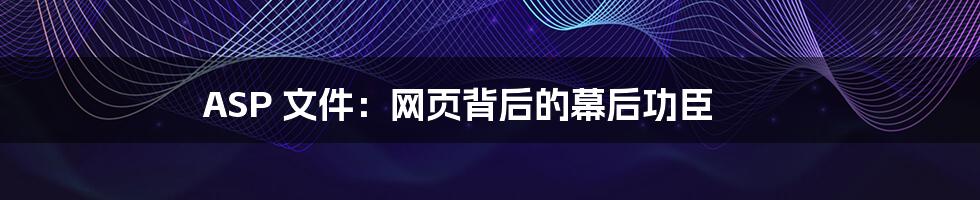 ASP 文件：网页背后的幕后功臣