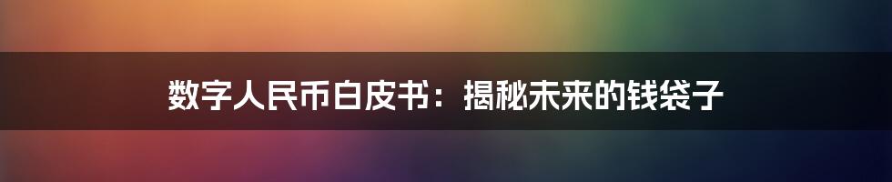 数字人民币白皮书：揭秘未来的钱袋子