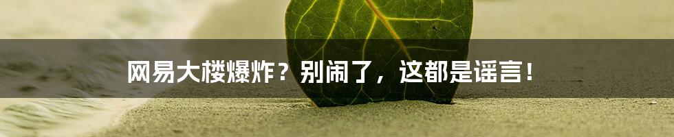 网易大楼爆炸？别闹了，这都是谣言！