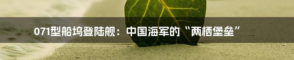 071型船坞登陆舰：中国海军的“两栖堡垒”