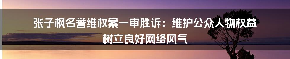 张子枫名誉维权案一审胜诉：维护公众人物权益 树立良好网络风气