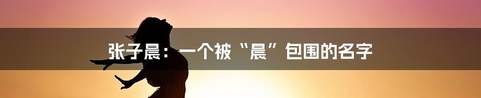 张子晨：一个被“晨”包围的名字