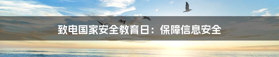 致电国家安全教育日：保障信息安全