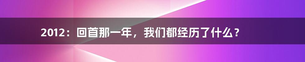 2012：回首那一年，我们都经历了什么？