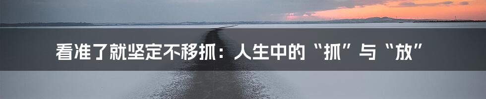 看准了就坚定不移抓：人生中的“抓”与“放”